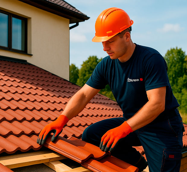 Монтаж кровли из натуральной черепицы в Долгопрудном