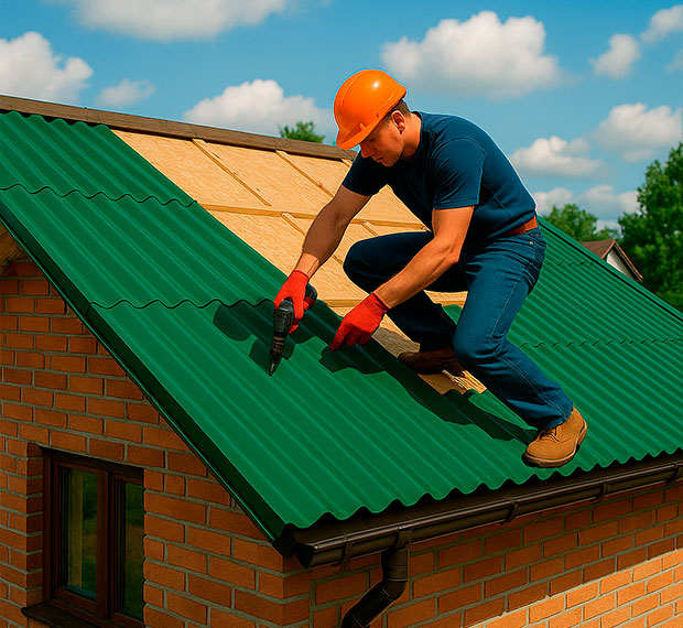 Монтаж кровли из профнастила в Долгопрудном
